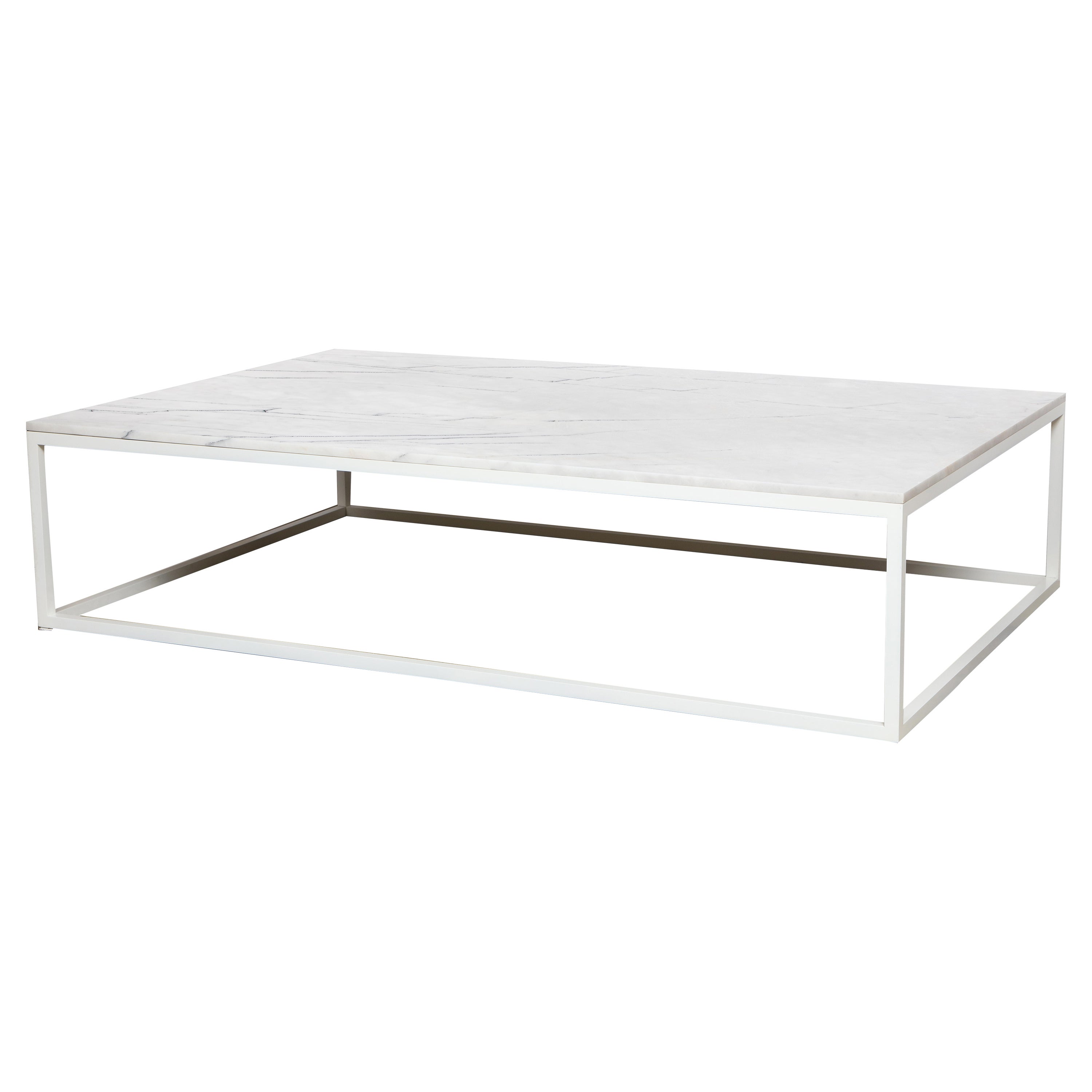 Custom Made to Order Coffee Table Metal White Base & Marble Top - In stock For Sale