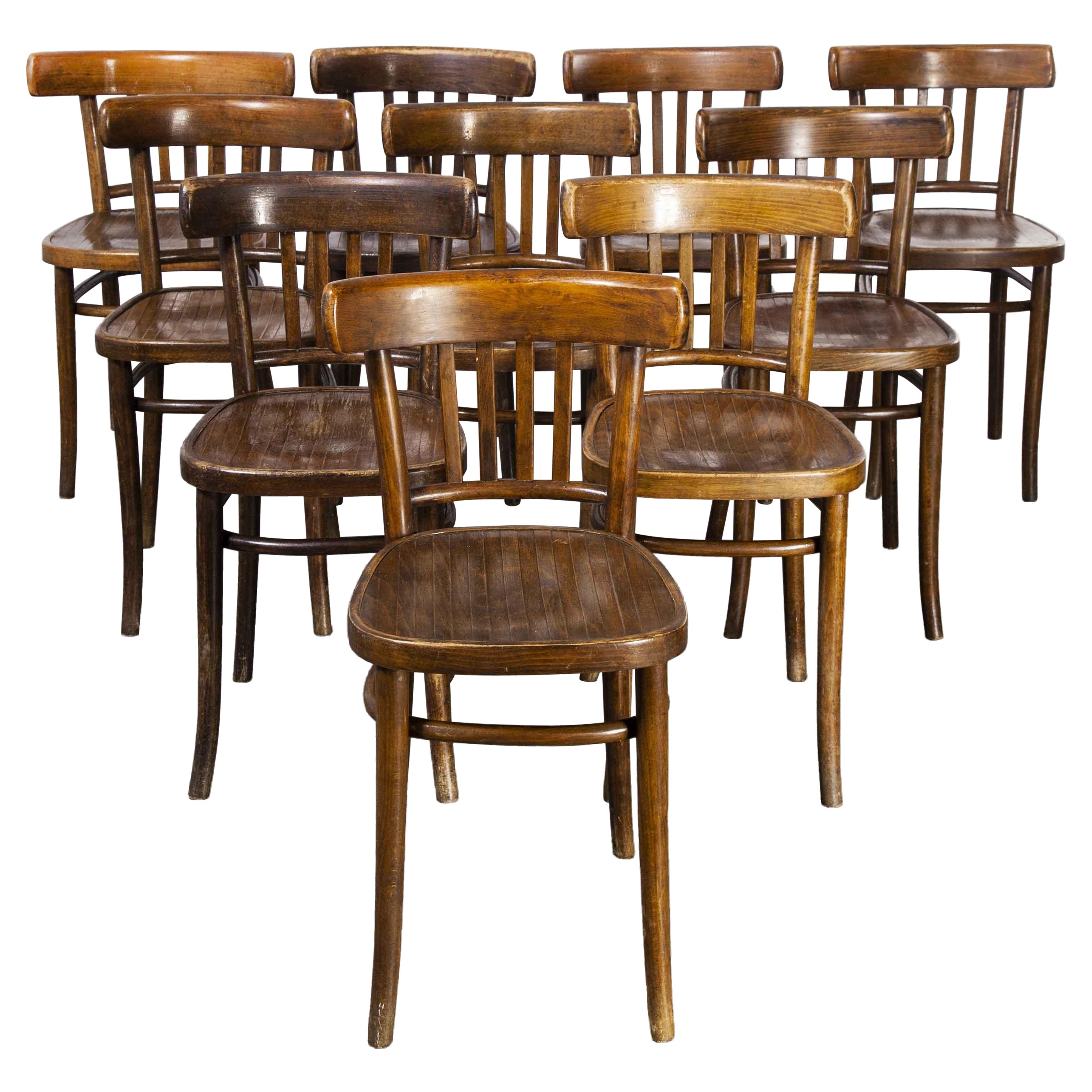 1950's Bentwood Dining Chairs, Dark Walnut - Set of Ten