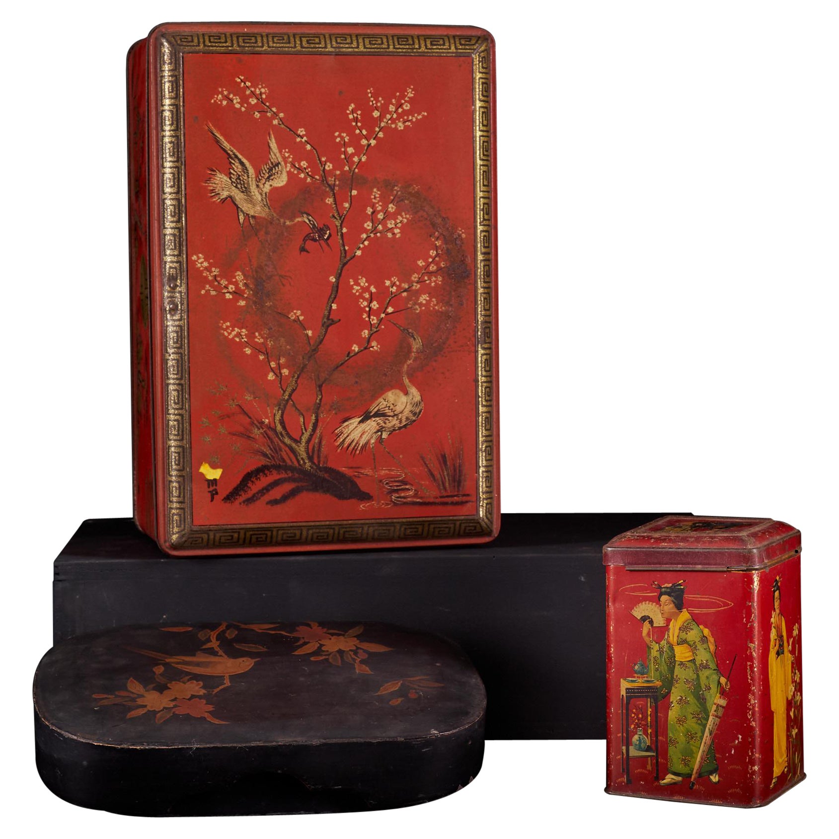 Vintage Chinese Tea Tin Box For Sale at 1stDibs