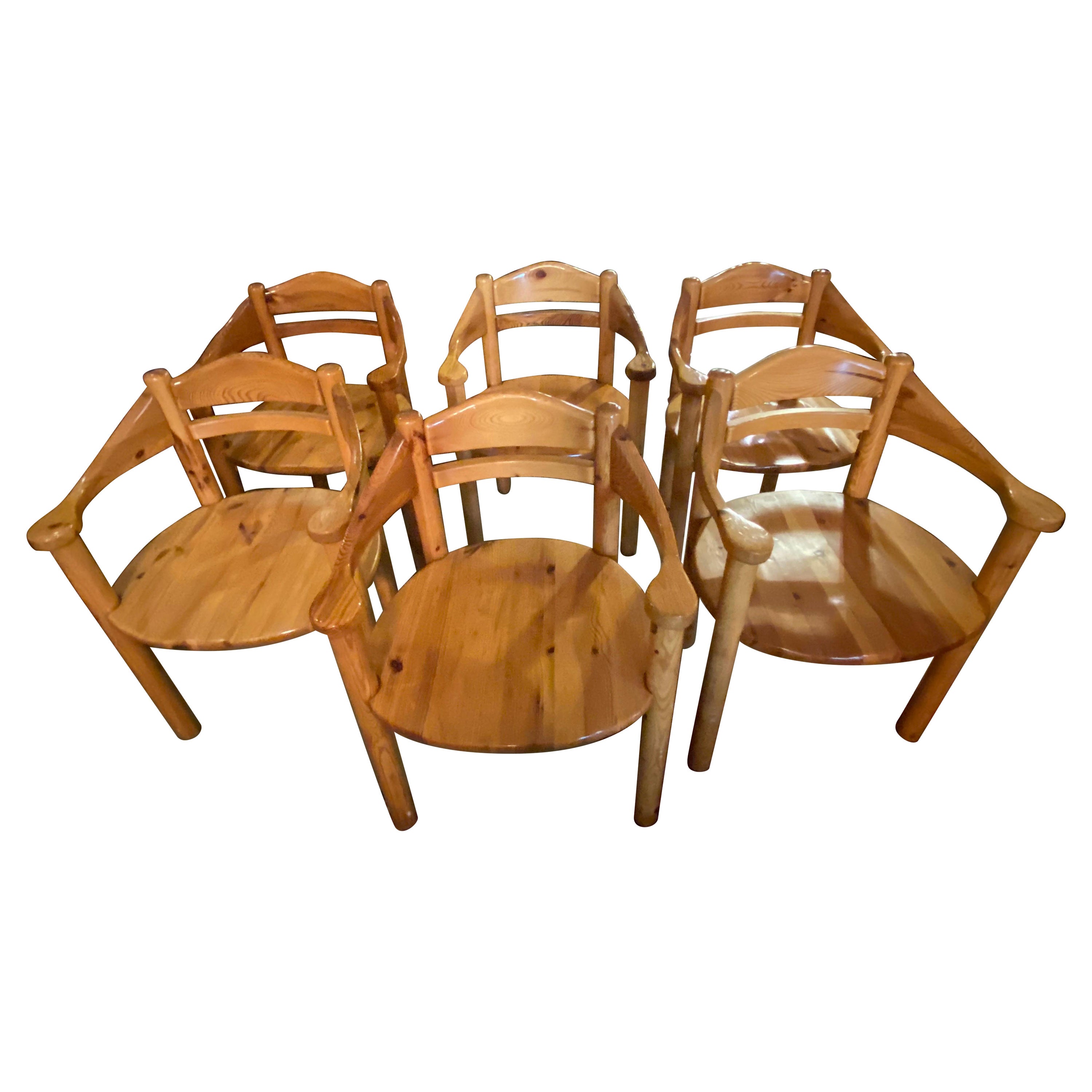 Set of 6 Pine Rainer Daumiller Dining Chairs