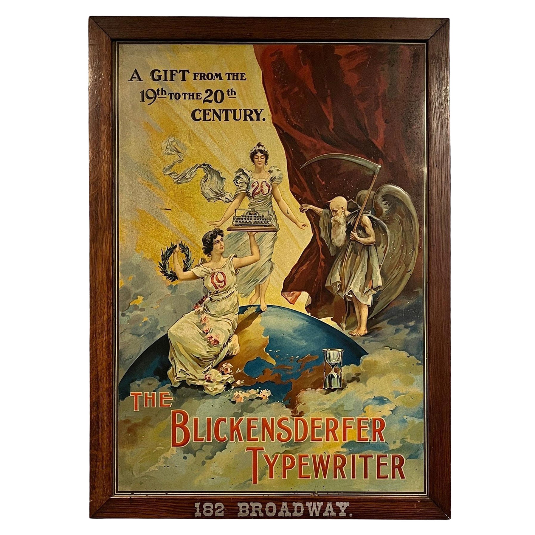 Blickensderfer Typewriter Tin Sign "A Gift from the 19th to the 20th Century" For Sale