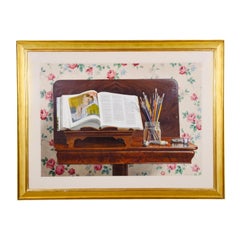 Framed Tromp L'oeil Watercolor by William B. Hoyt