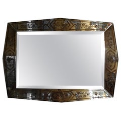 Shapely French Eglomise Beveled Mirror