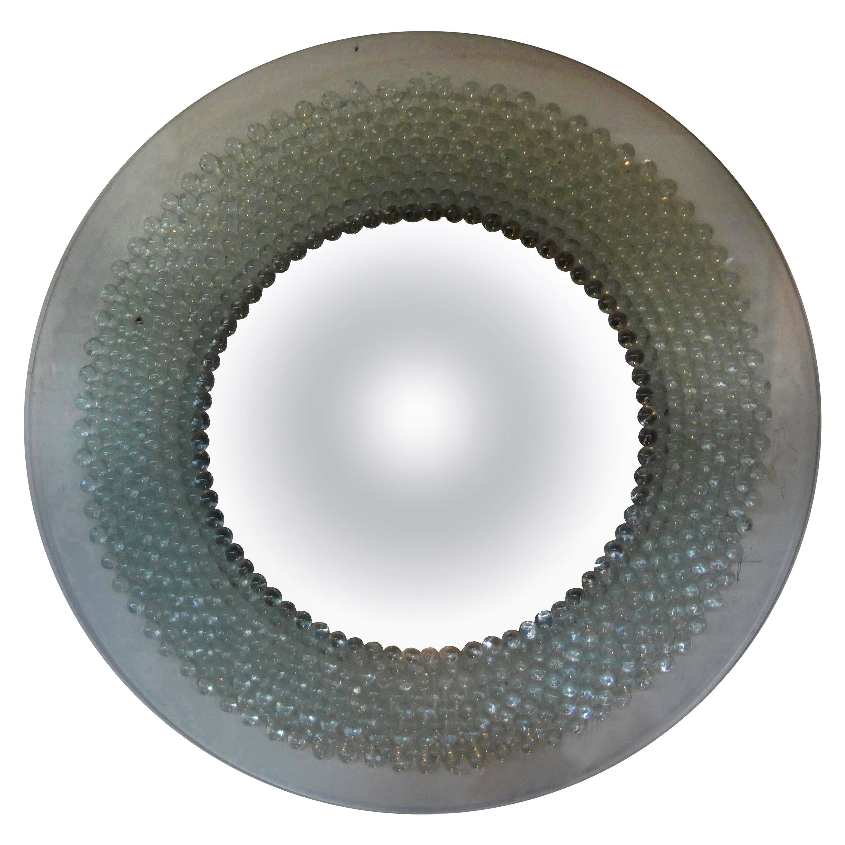 Italian Pietro Chiesa for Fontana Arte Attributed Round Glass Convex Mirror