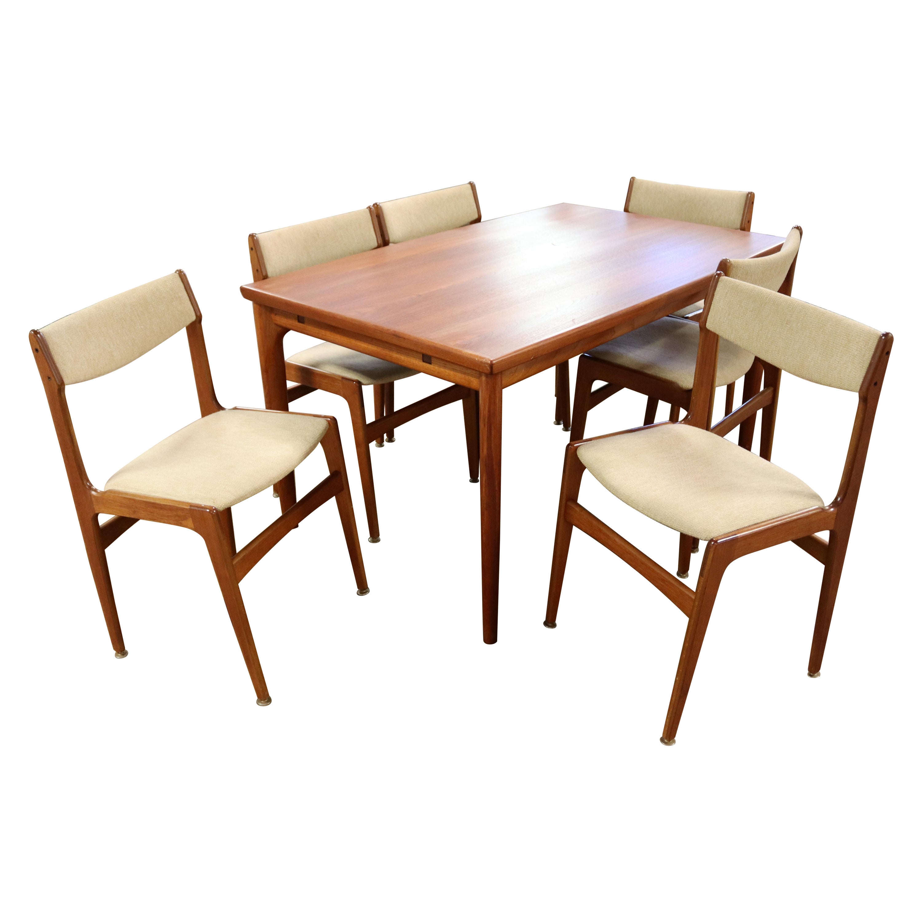 Mid-Century Modern Grete Jalk Danish Teak Extendable Dining Table & 6 Chairs