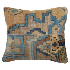 Blue Gold Indian Agra Rug Pillow