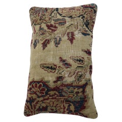Vintage Rose and Khaki Persian Kerman Rug Pillow