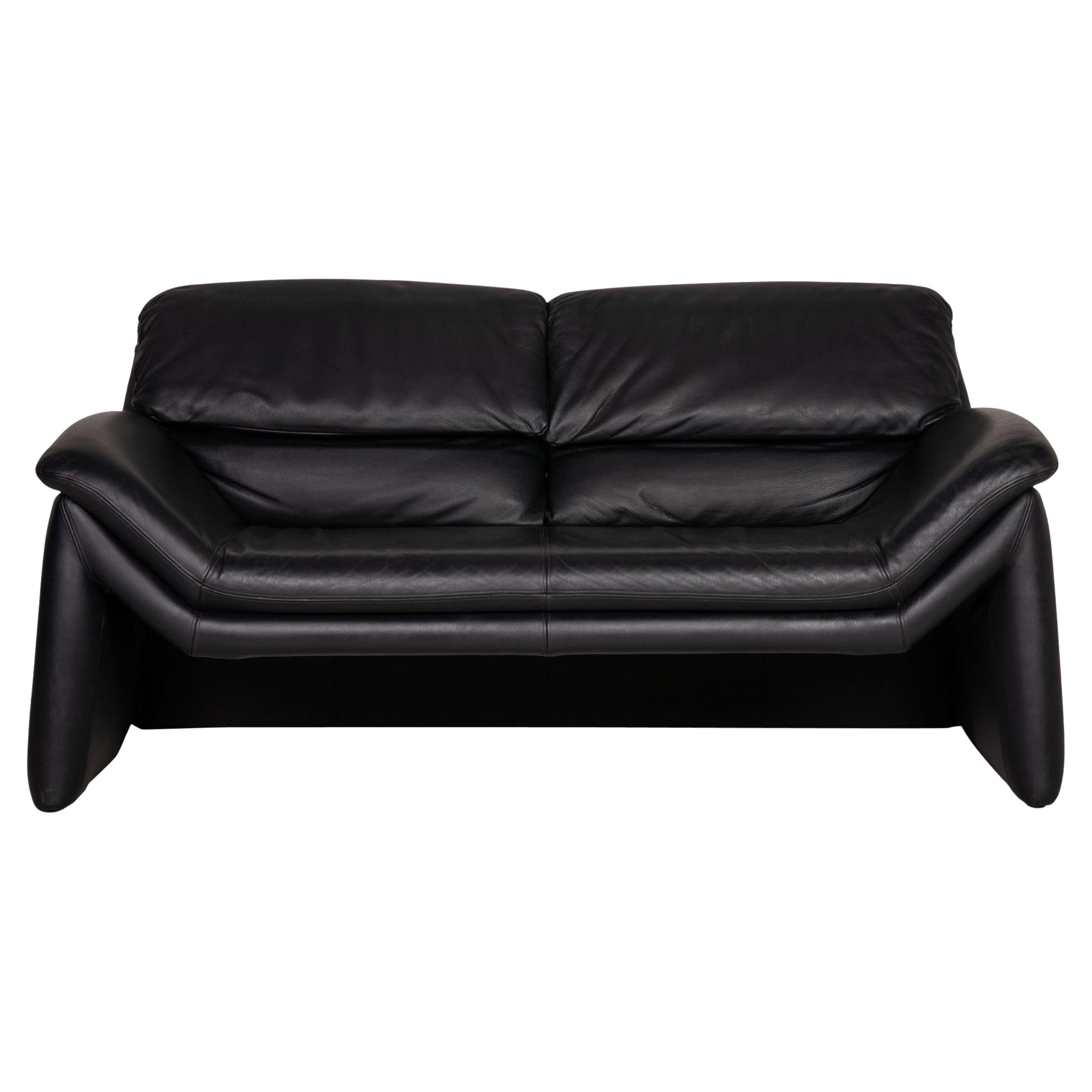 De Sede Leather Sofa Blue Two-Seater Couch For Sale
