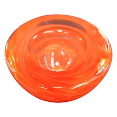 Kosta Boda Orange Crystal Candle Holder by Anna Ehrner, 1990's