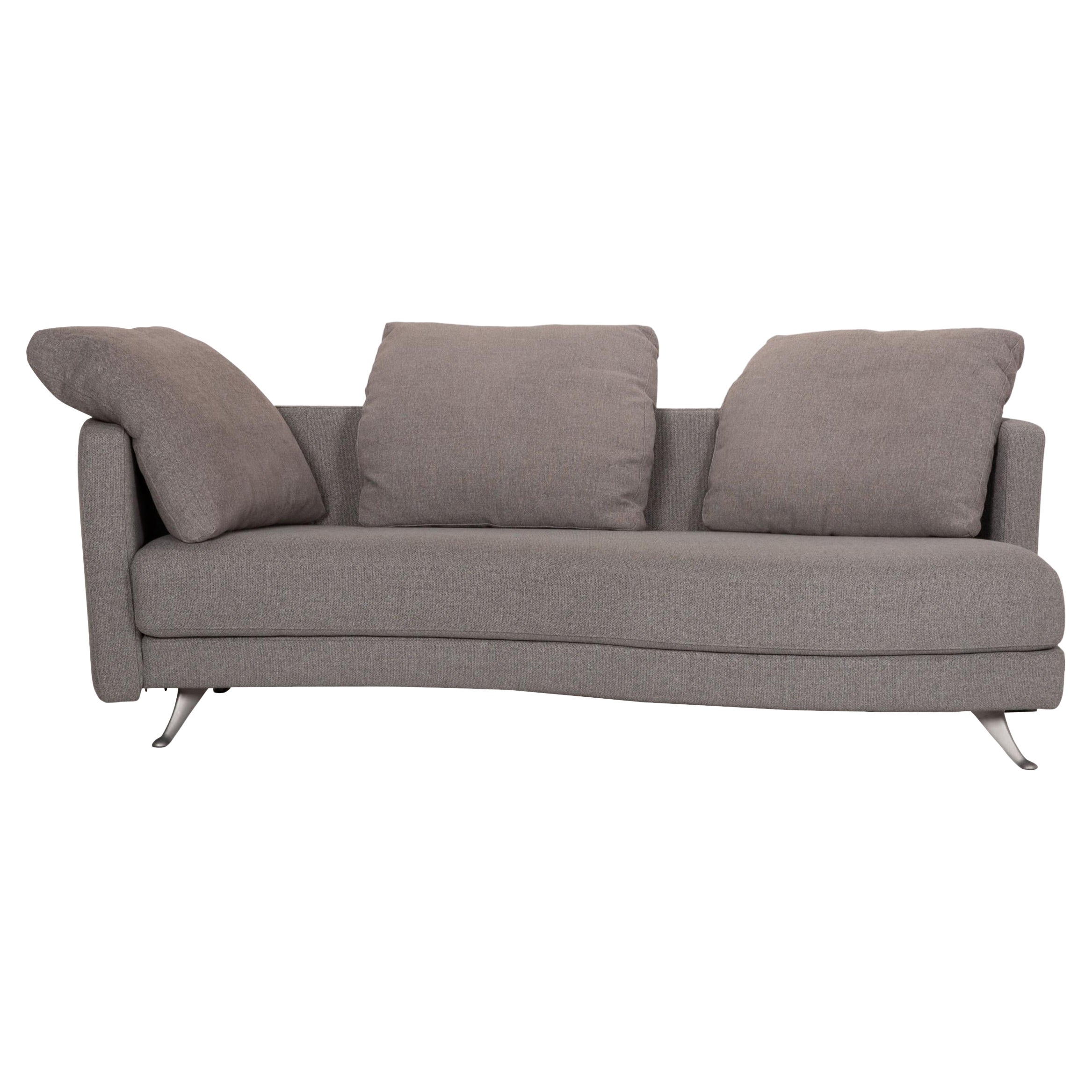 Grey Fabric Functional Sofa Chaise Lounge with Black Steel Frame by