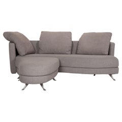 Rolf Benz 2500 Fabric Sofa Set Gray Two-Seater Stool