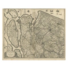 Antique Map of Delfland and Schieland by Hondius, c.1630