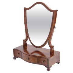 Antique Georgian Mahogany Serpentine Shield Dressing Table Swing Mirror