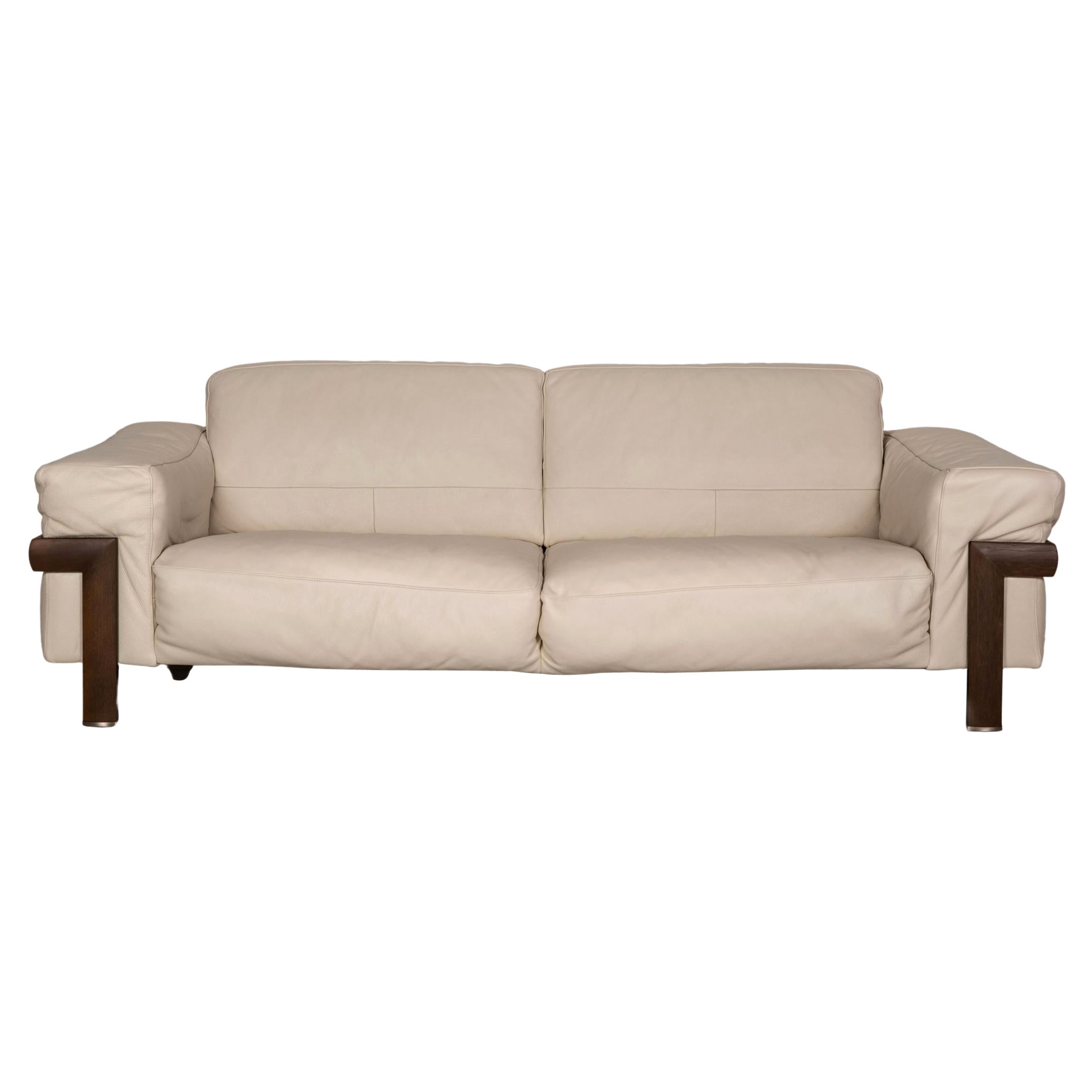 Natuzzi Leather Sofa Cream Two-Seater Couch For Sale