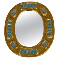 Oval Ceramic Wall Mirror by Mithé Espelt