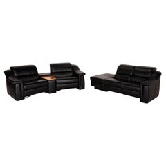 Himolla Leather Sofa Set Black Two-Seater Couch Function Relax Function
