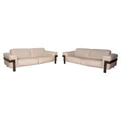 Natuzzi Leather Sofa Set Cream 2x Two-Seater Couch