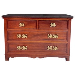 Marble Top Four Drawer Chest with Bronze Hardware