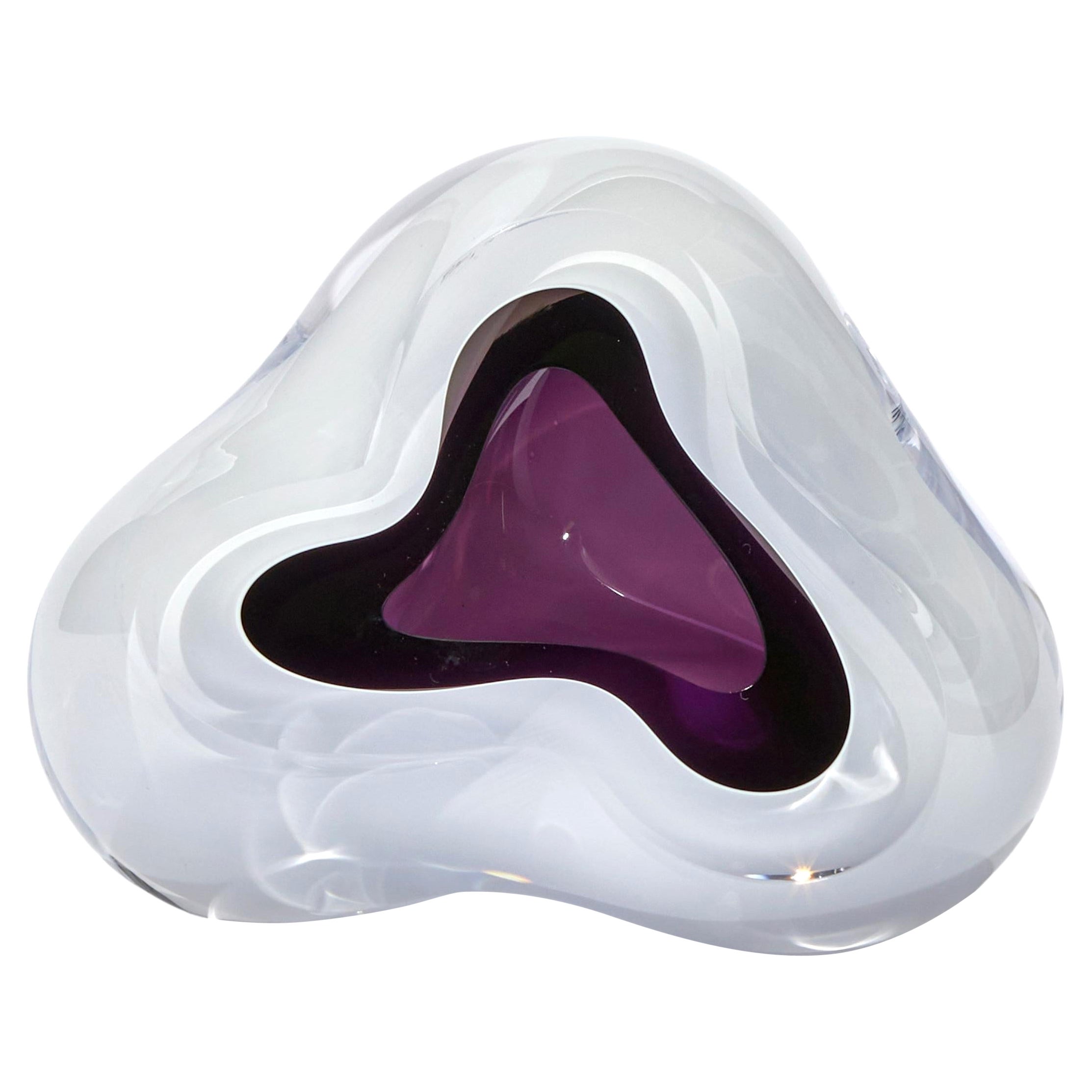 Ice Vug in Purple, Unique White & Purple Glass Sculpture by Samantha Donaldson