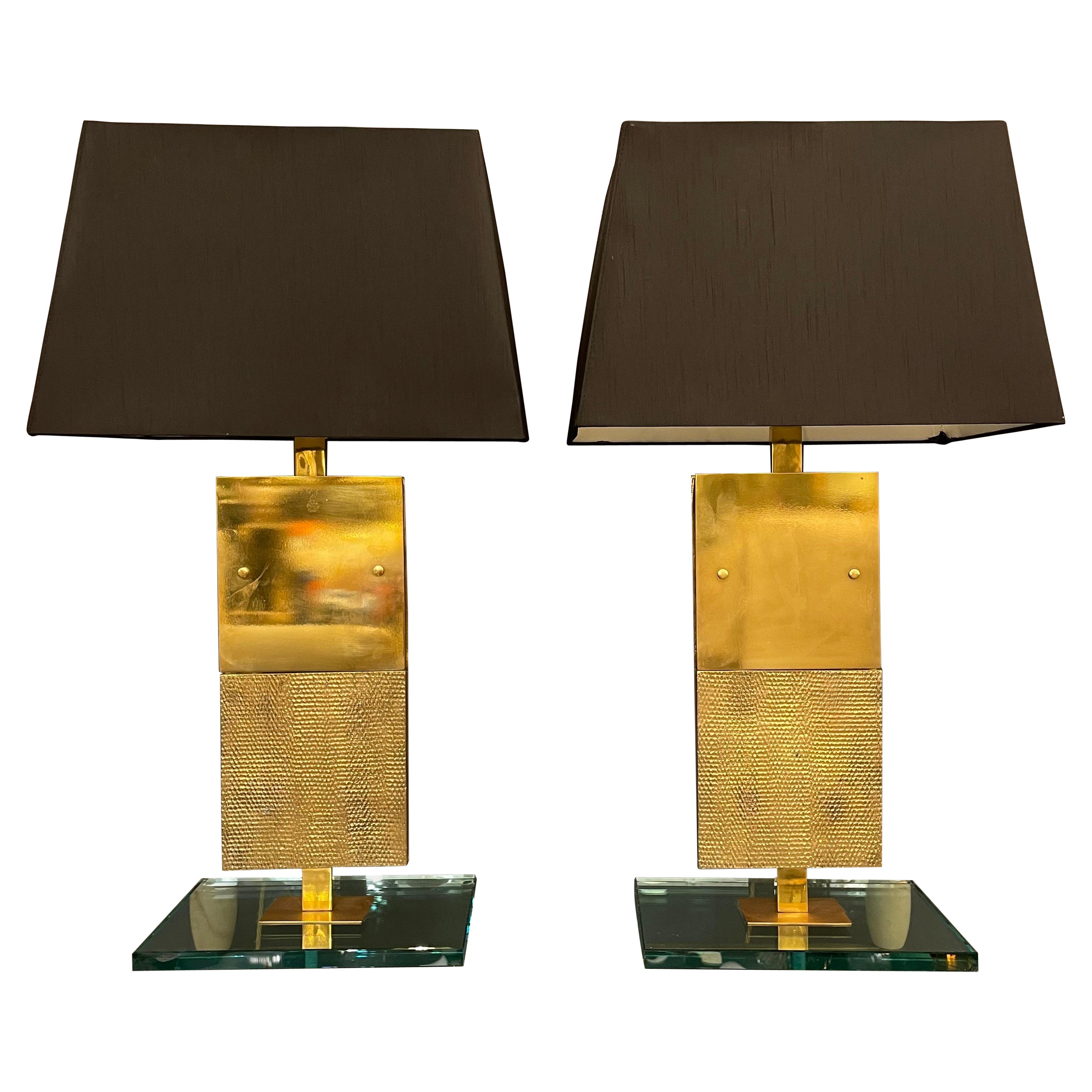 Paar italienische Tischlampen aus Bronze, um 1980