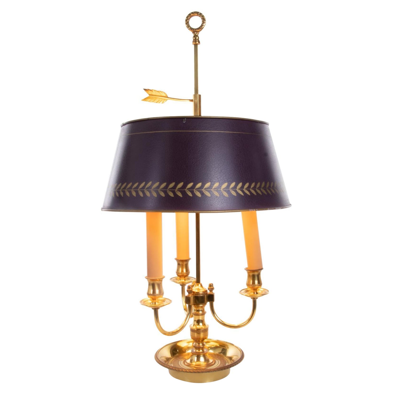 French Bonze & Tole Louis XV Style Bouillotte Lamp For Sale