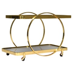 1970’s Bar Cart in Brass, Glass and Mirror by or in the Style of Milo Baughman