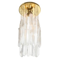 Vintage Mazzega Clear and White Oblong Leaf Glass Chandelier