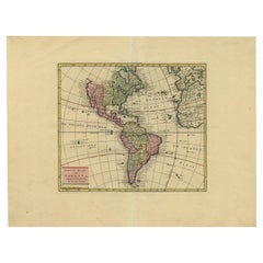 Antique Very Attractive Map of North and South America and Western Part of Africa, 1744