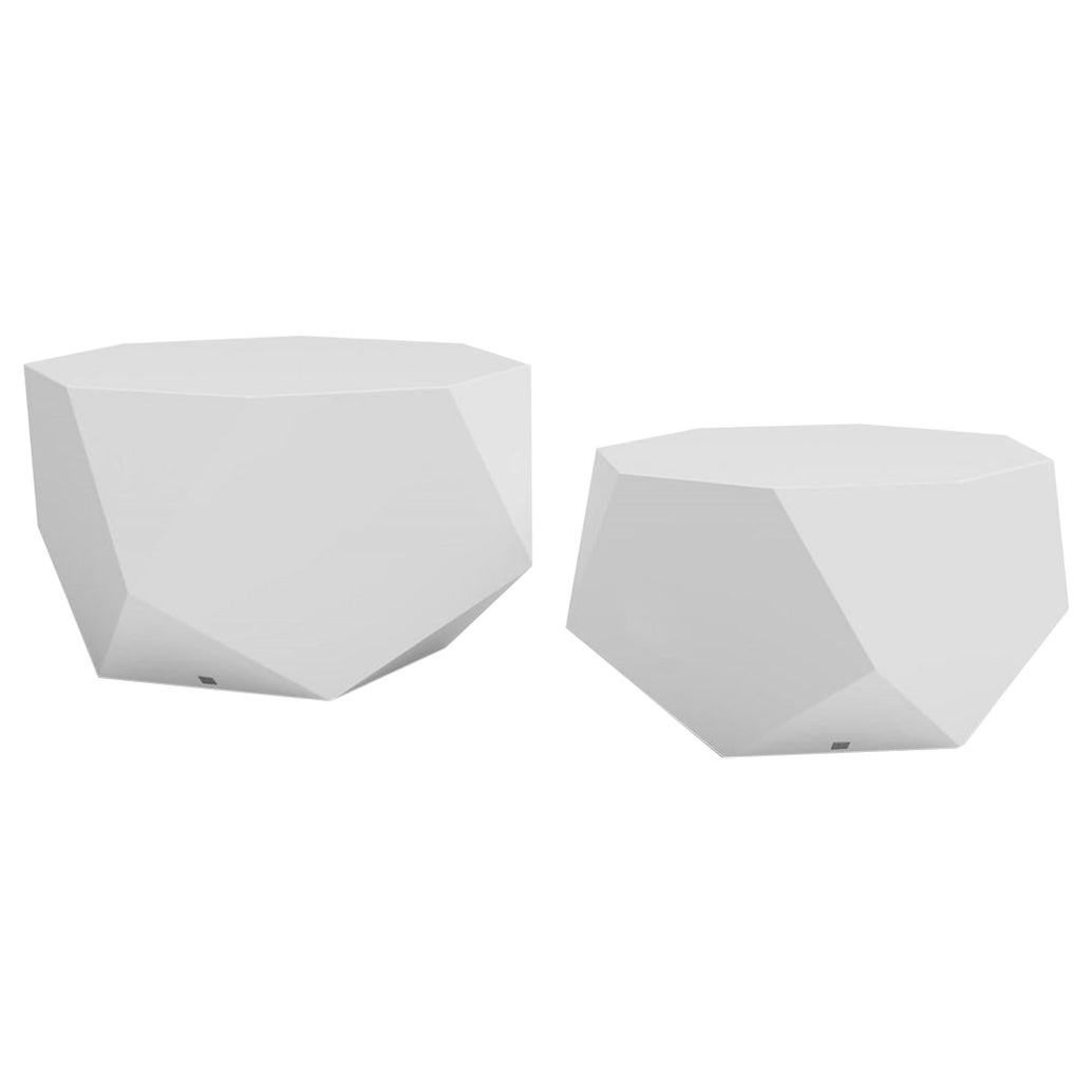 Outdoor Coffee Table Set of 2, Matt White For Sale