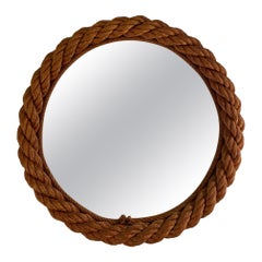 Vintage Rope Round Mirror by Audoux-Minet