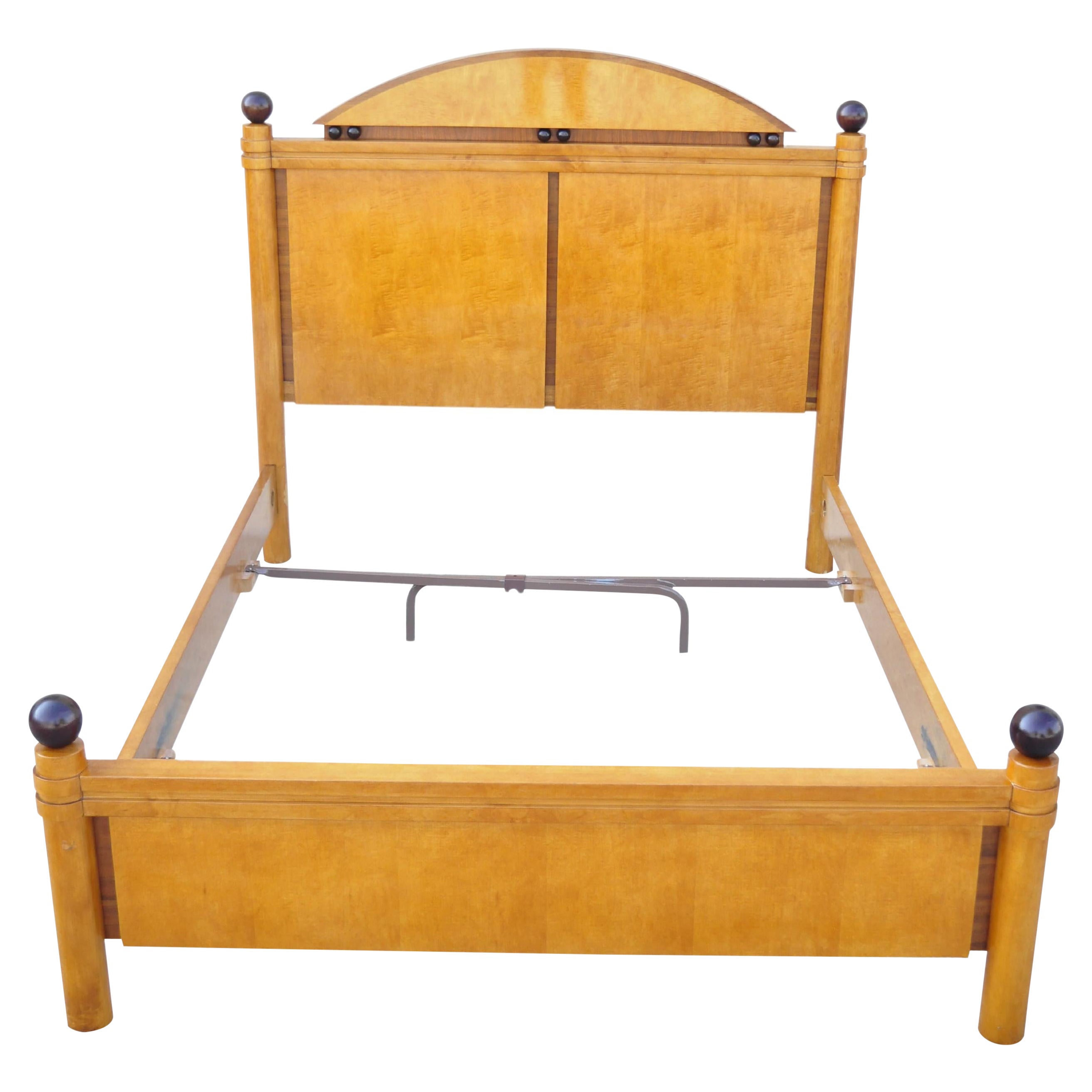 Drexel Art Deco Queen Size Carmel Finish Wooden Bed Frame