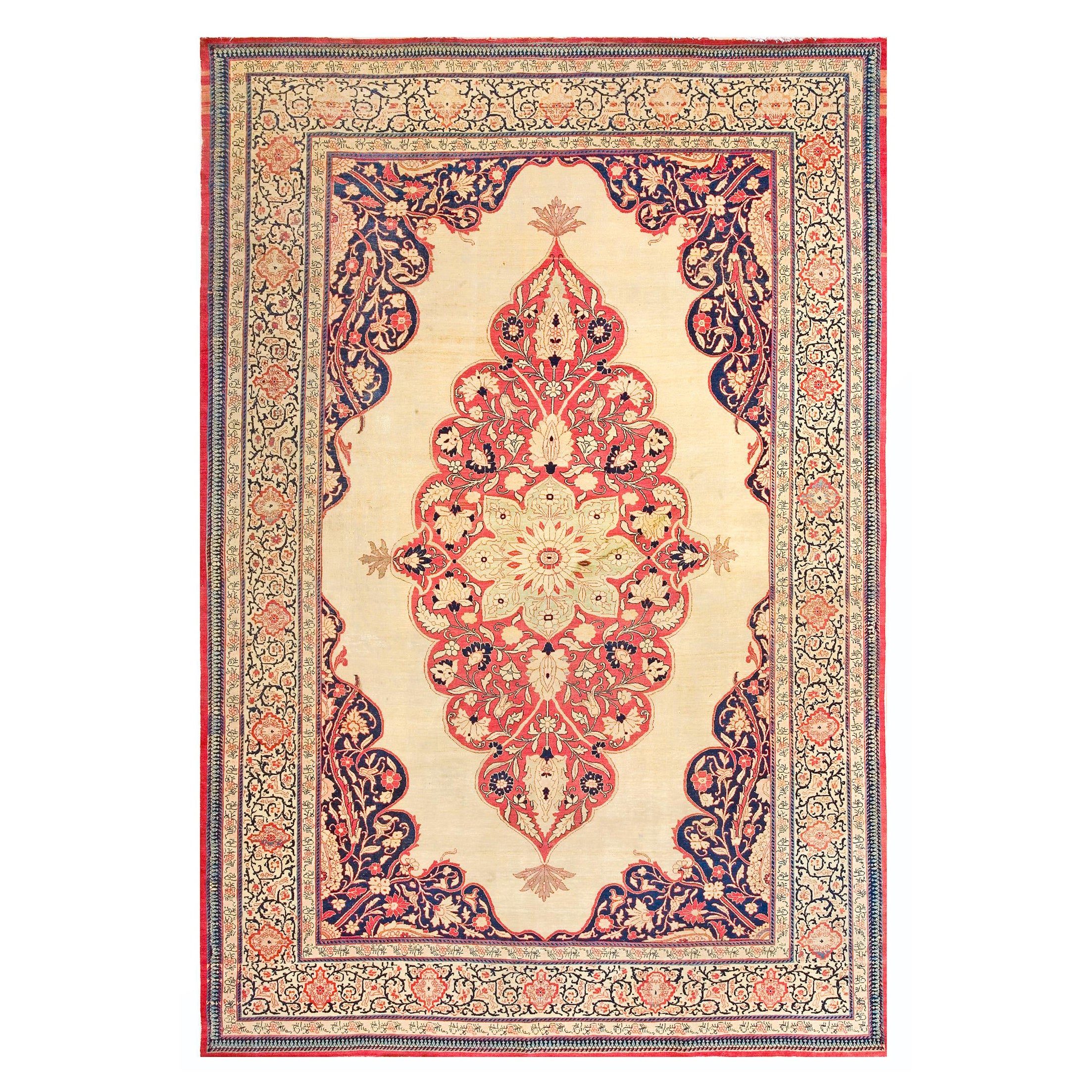 19th Century Persian Tabriz Haji Jalili Carpet ( 7'6'' x 11' - 230 x 355 ) For Sale