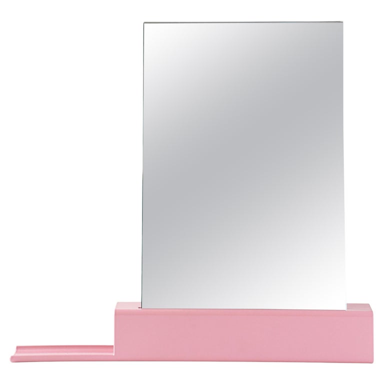 Pink Modern Wall Mirror, Mirror One Collection Medium Plateau Left