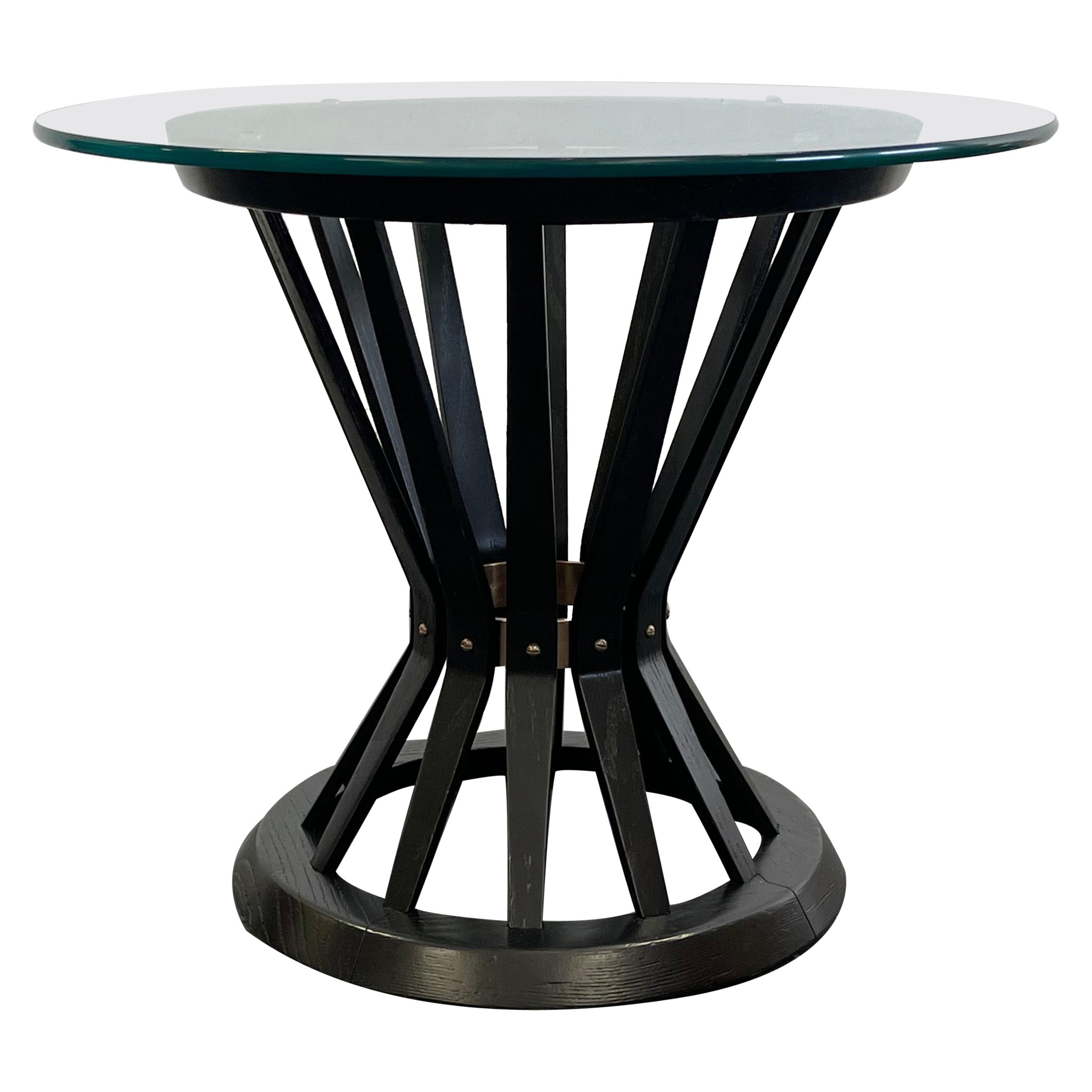 Edward Wormley para Dunbar Mesa de gavilla de trigo ebonizada con tapa de cristal