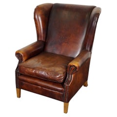 Vintage Dutch Burgundy-Colored Leather Club Chair
