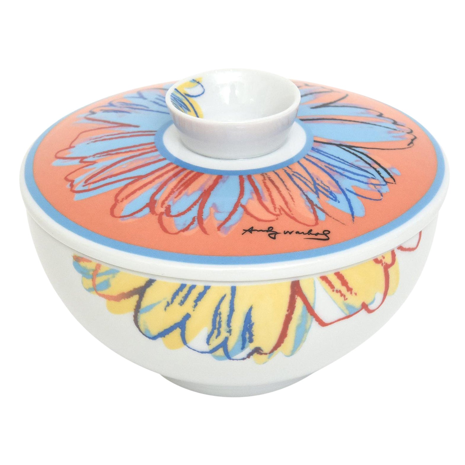 Rosenthal Studio Line Flower Porcelain Covered Sugar Bowl After Andy Warhol For Sale