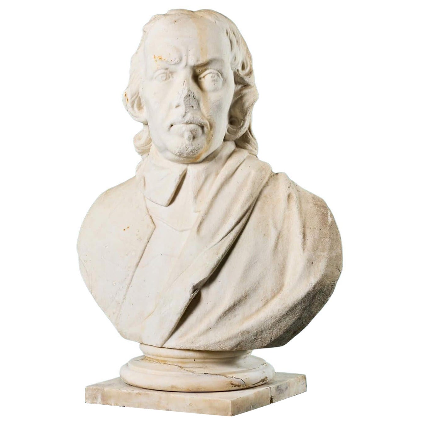 Buste ancien en marbre d'Oliver Cromwell