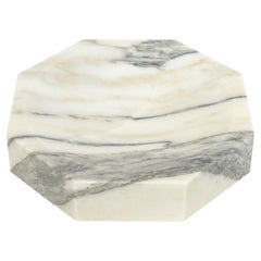 Octagonal Carrara White, Gray Marble Bowl or Tray