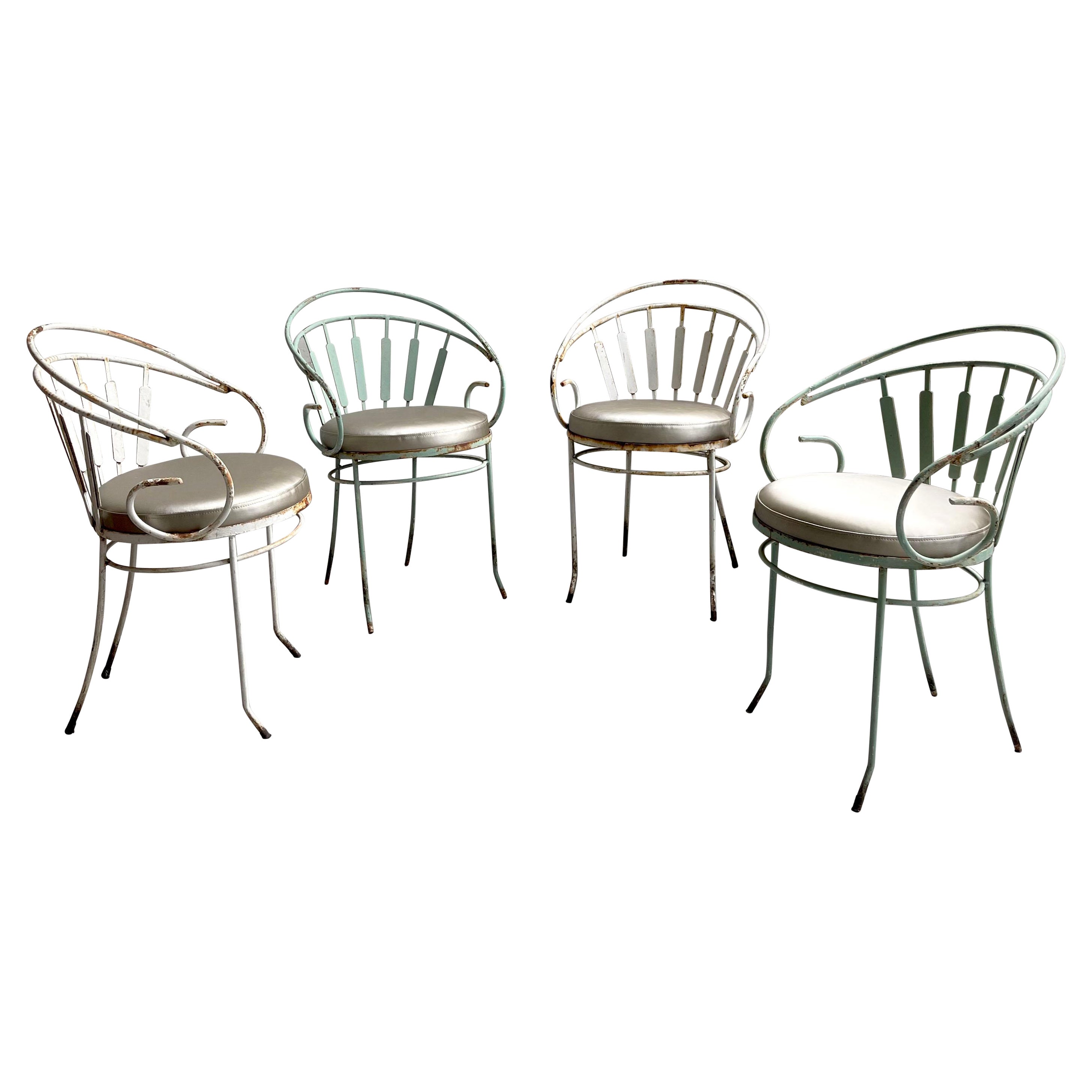 Hollywood Regency Wrought Iron Garden Chair Set