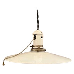 Early 20th Century Milk Glass Disc Pendant Light