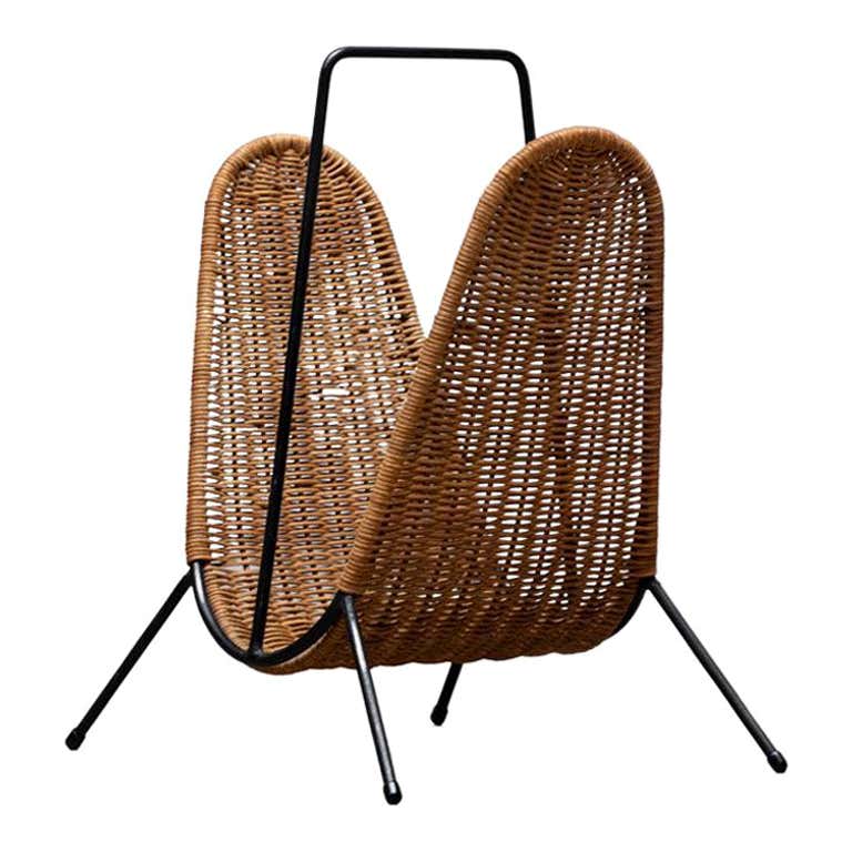 Spanish Modern Foldable Magazine Rack in Rattan with Filigree Details ...