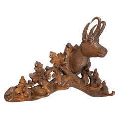 19th Century Swiss Black Forest Carved Chamois Coat & Hat Rack