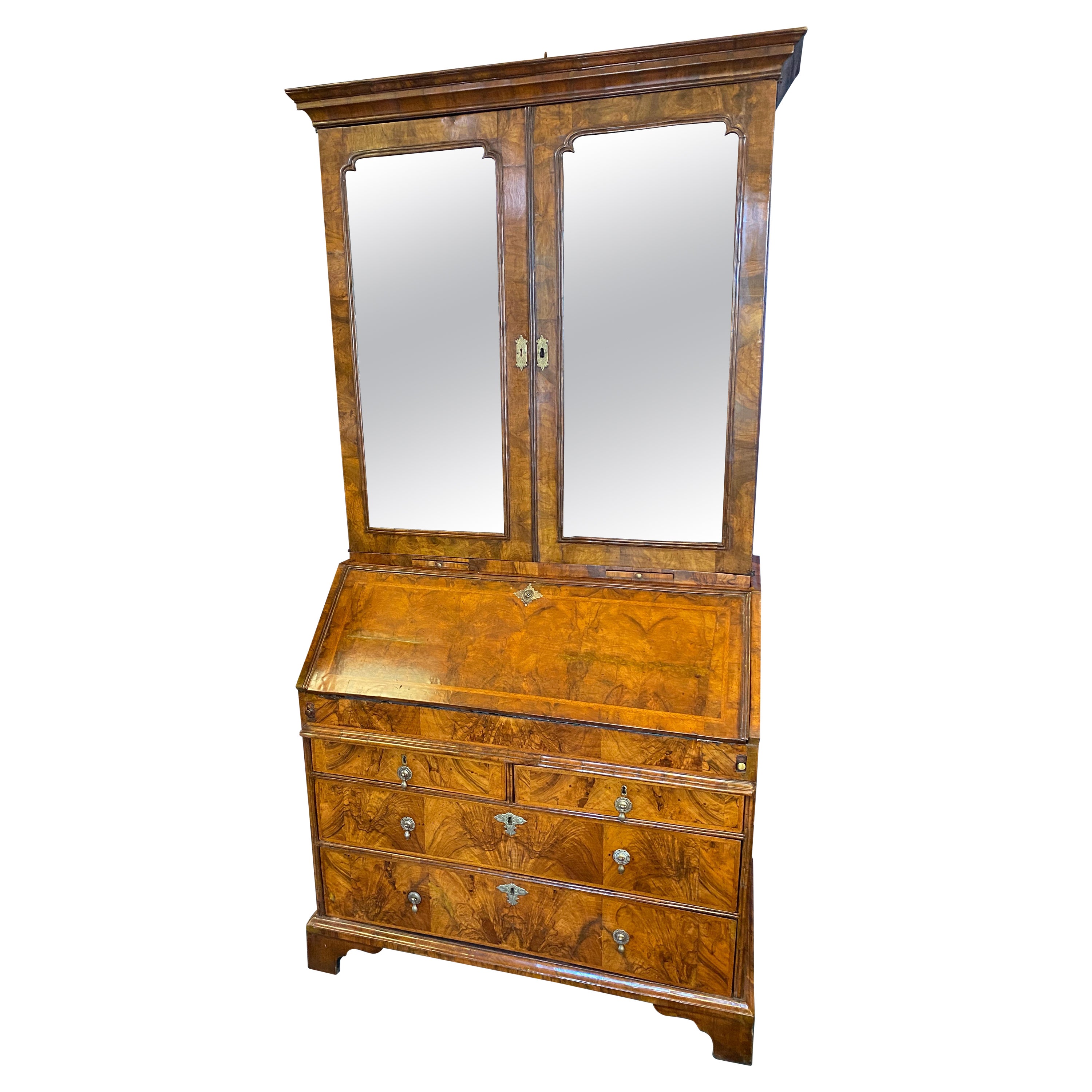Early 18th Century Queen Anne Period Walnut Bureau Bookcase