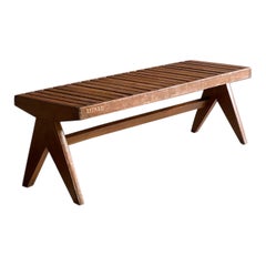 Vintage Pierre Jeanneret Teak Bench Model PJ-010902, Circa 1955-56