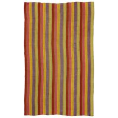 Vintage Turkish Kilim with Multi-Color Stripes in Modern Style 7