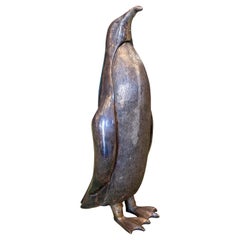 1970s Italian Silvered Penguin Metal Figure Sculpture