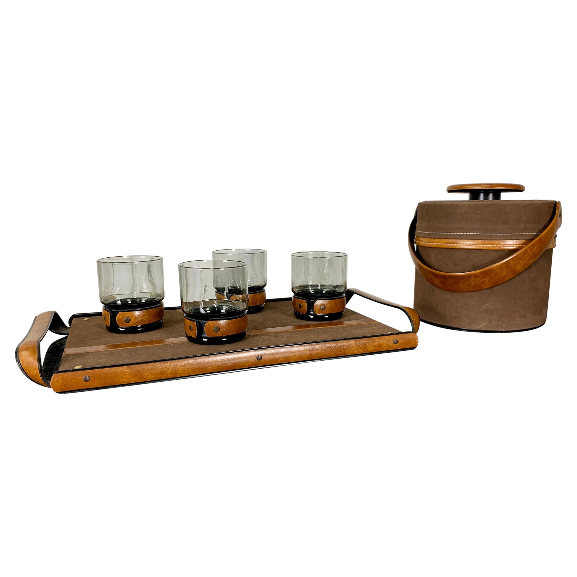 Faux Leather Wrapped Bar set