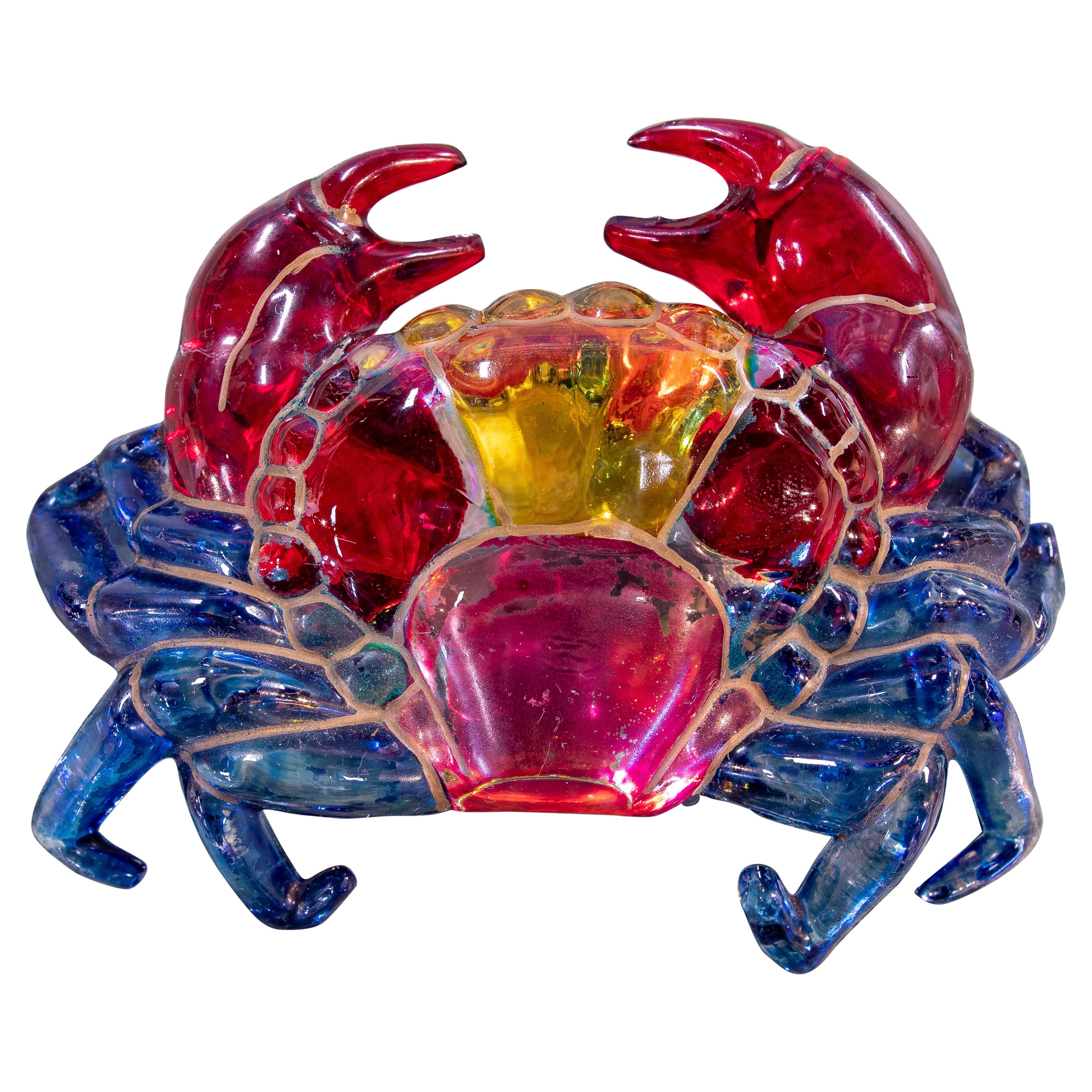 1980s Italian Venetian Murano Coloured Glass Crab Figure Sculpture