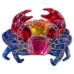 1980s Italian Venetian Murano Coloured Glass Crab Figure Sculpture