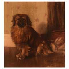 British Artist, Oil on Canvas, Pekingese, Late 19th Century